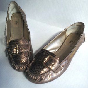 PRICE DROP $68 to 39......VINTAGE 1980's Anne Klein Bronze Skin Loafers
